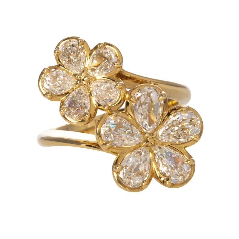 1.93ctw L’Amour Crisscut Pear Diamond Flower Bypass Ring