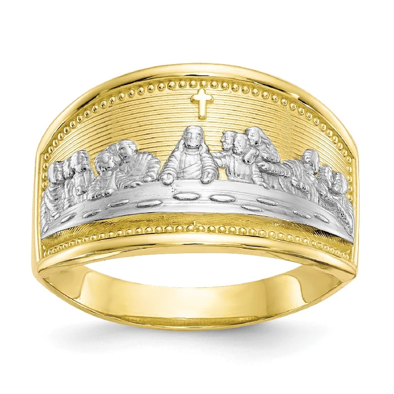 10KT Yellow Gold With Rhodium Plating Last Supper Ring