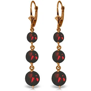 14K Solid Rose Gold Chandelier Round Cut Garnet Earrings