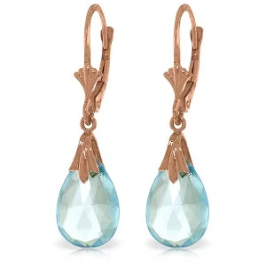 14K Solid Rose Gold Leverback Earrings Blue Topaz Jewelry Class