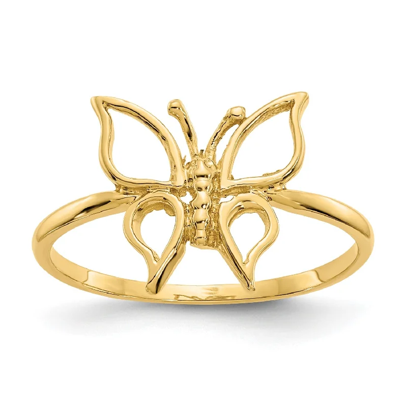 14KT Yellow Gold Butterfly Ring; Size 7