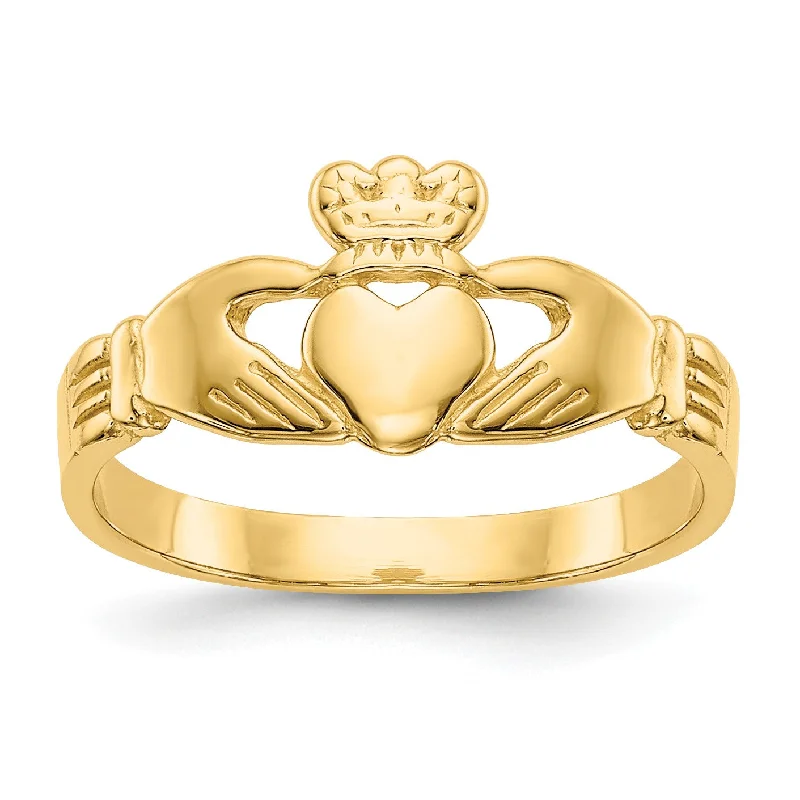 14KT Yellow Gold Childrens Claddagh Ring; Size 3