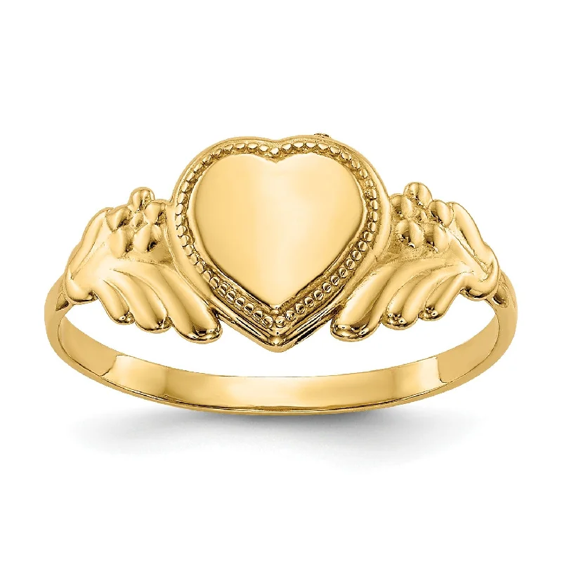 14KT Yellow Gold Childrens Heart Ring; Size 3