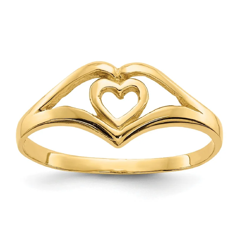 14KT Yellow Gold Heart Ring; Size 7.5