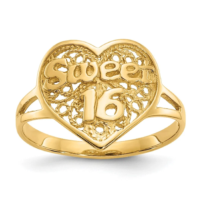 14KT Yellow Gold Sweet 16 Ring; Size 6