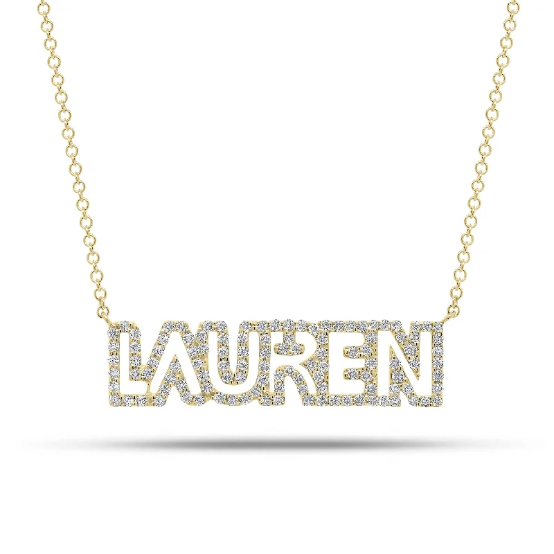 Diamond Block Letter Nameplate Necklace