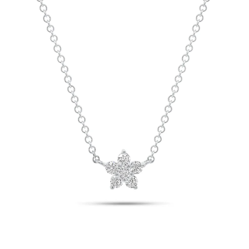 Diamond Simple Flower Pendant Necklace