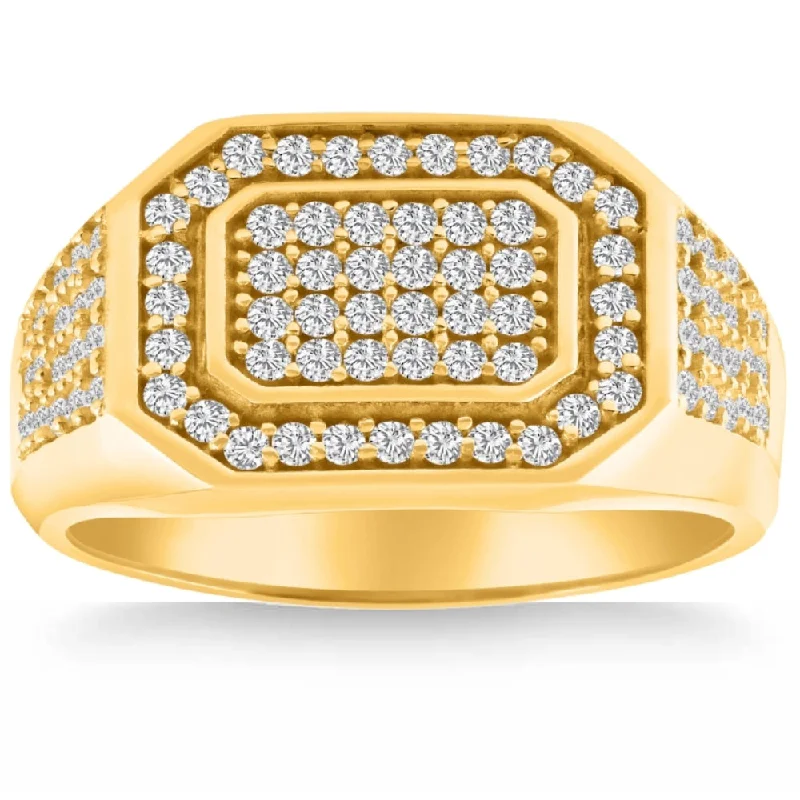 1Ct Men's Diamond Ring in 14k Gold Lab Grown