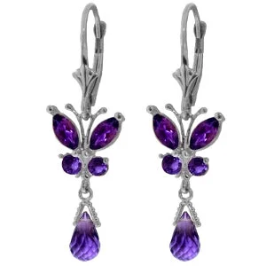 2.74 Carat 14K Solid White Gold Rebel Rebel Amethyst Earrings