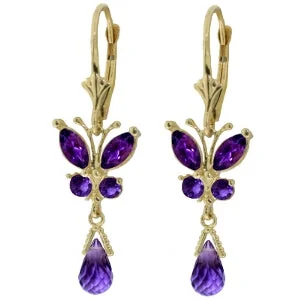 2.74 Carat 14K Solid Yellow Gold Hope Amethyst Earrings