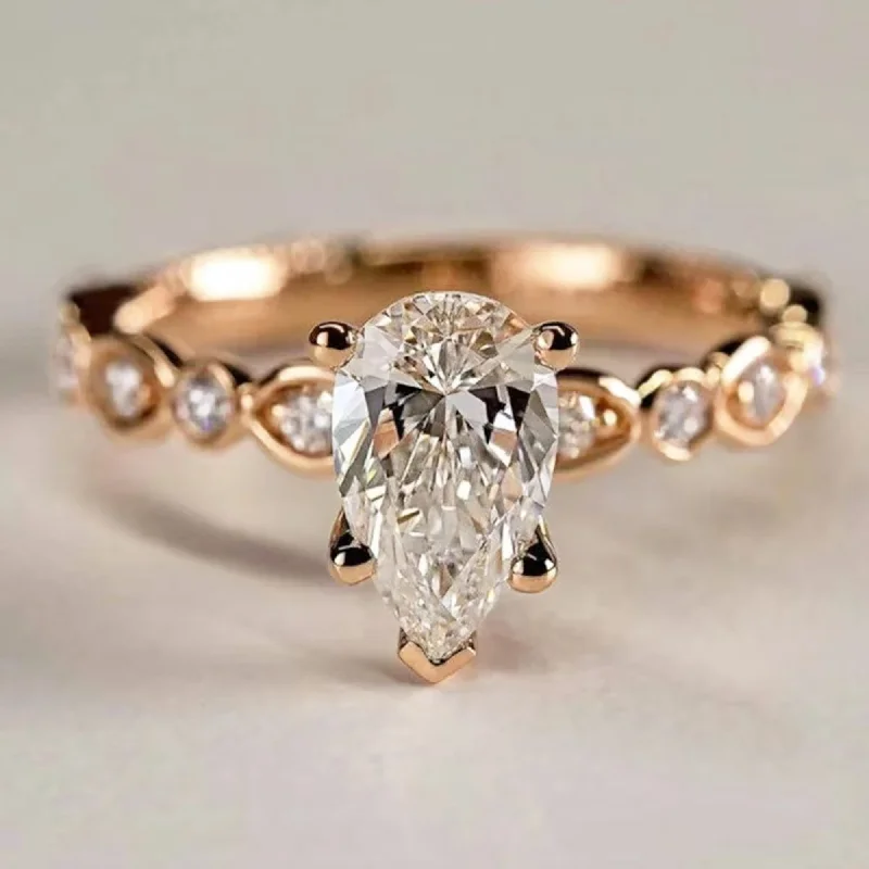 2 CT Pear Cut Engagement Ring In Unique Style For Her