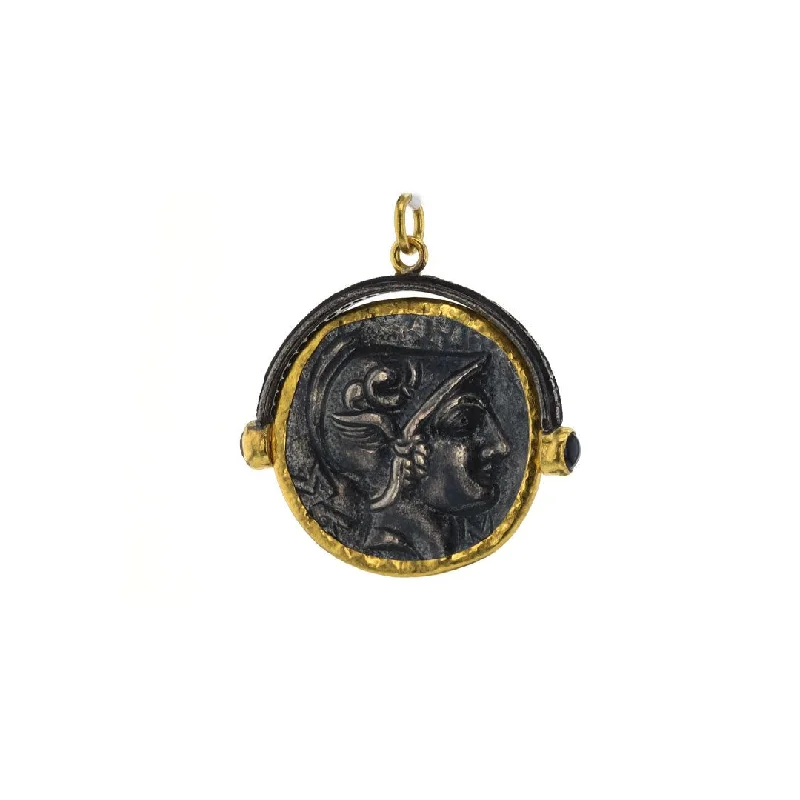 24K & Silver Rotating Warrior Coin Pendant