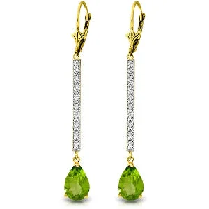 3.6 Carat 14K Solid Yellow Gold Last Act Peridot Diamond Earrings