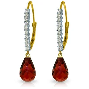 4.8 Carat 14K Solid Yellow Gold Leverback Earrings Natural Diamond Garnet