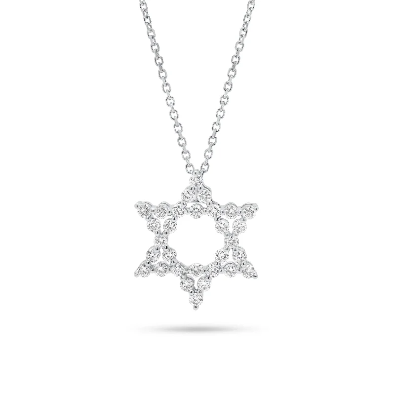 Round Diamond Star of David Pendant Necklace