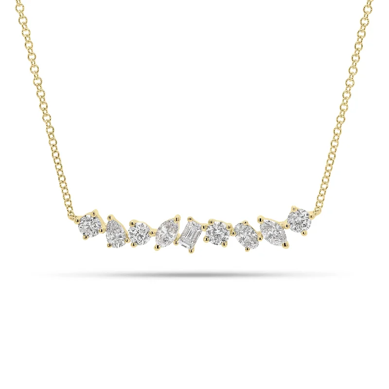 Mixed Shape Diamond Bar Necklace