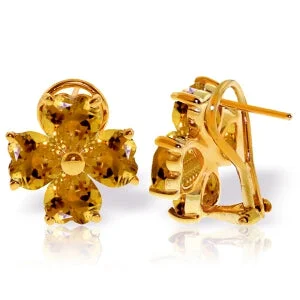 6.5 Carat 14K Solid Yellow Gold Heart Cluster Citrine Earrings