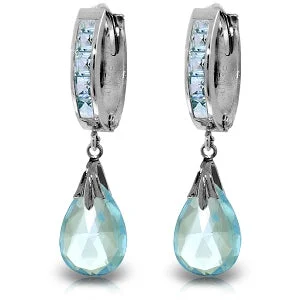 6.85 Carat 14K Solid White Gold Paint The Town Blue Topaz Earrings