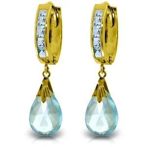 6.85 Carat 14K Solid Yellow Gold Changeling Blue Topaz Earrings