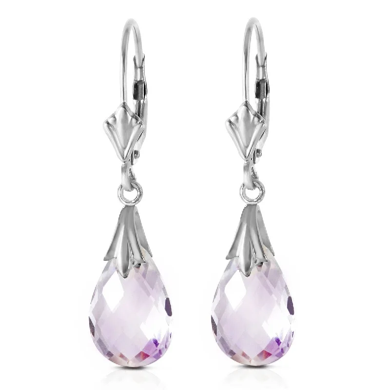 6 Carat 14K Solid White Gold Enticement Amethyst Earrings