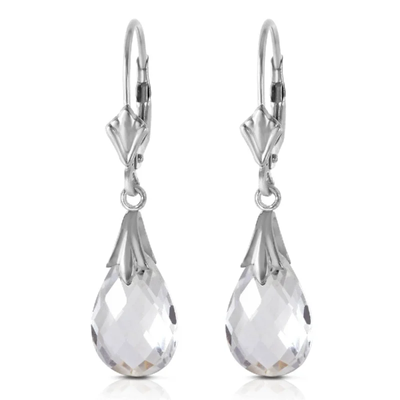 6 Carat 14K Solid White Gold Revisions White Topaz Earrings