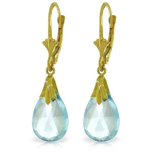 6 Carat 14K Solid Yellow Gold Sanctuary Blue Topaz Earrings