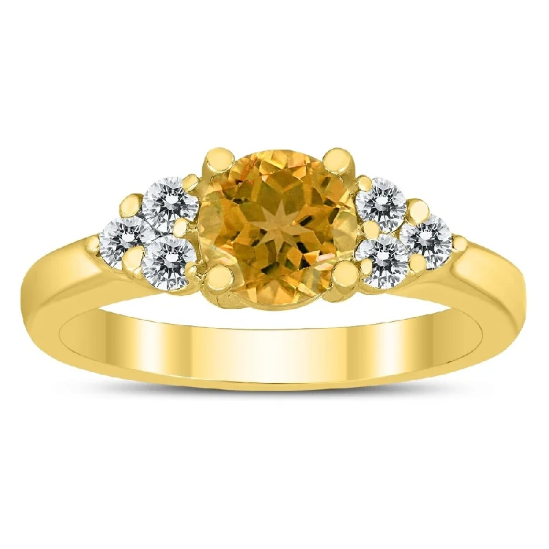 6MM Citrine and Diamond Cynthia Ring in 10K Yellow Gold