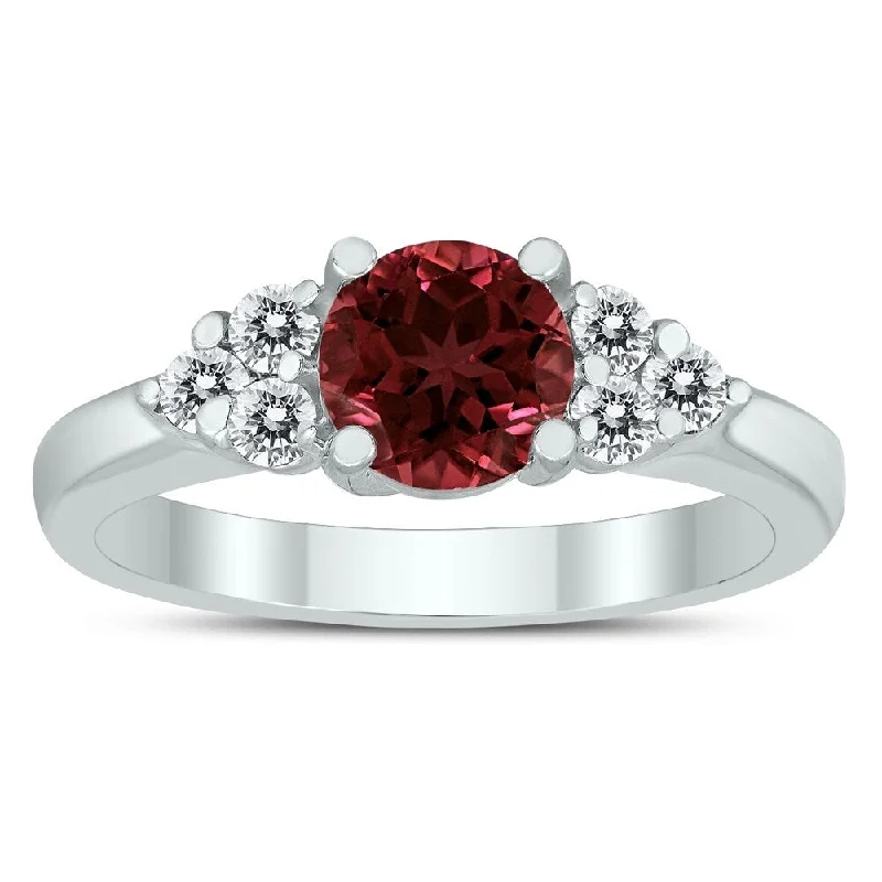 6MM Garnet and Diamond Cynthia Ring in 10K White Gold