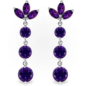 8.7 Carat 14K Solid White Gold Dangling Earrings Natural Amethyst