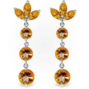 8.7 Carat 14K Solid White Gold Dangling Earrings Natural Citrine