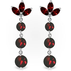 8.7 Carat 14K Solid White Gold Dangling Earrings Natural Garnet