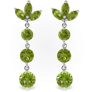 8.7 Carat 14K Solid White Gold Dangling Earrings Natural Peridot