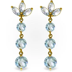 8.7 Carat 14K Solid Yellow Gold Dangling Earrings Natural Aquamarine