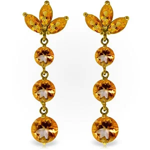 8.7 Carat 14K Solid Yellow Gold Dangling Earrings Natural Citrine