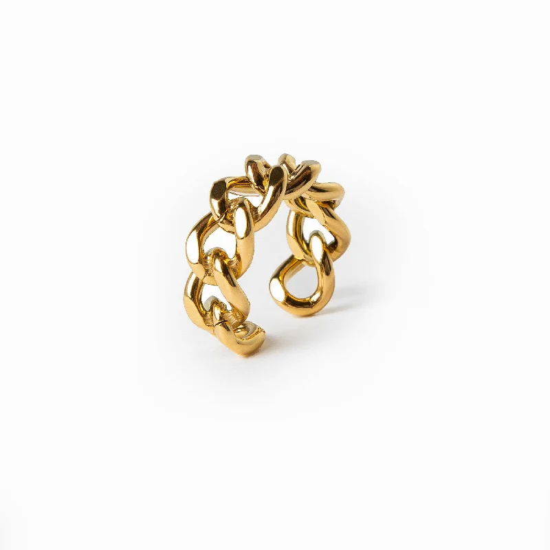 Adjustable Size Curb Ring - Gold