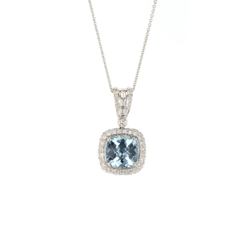 16" Aquamarine & Diamond Pendant Necklace | M10271440