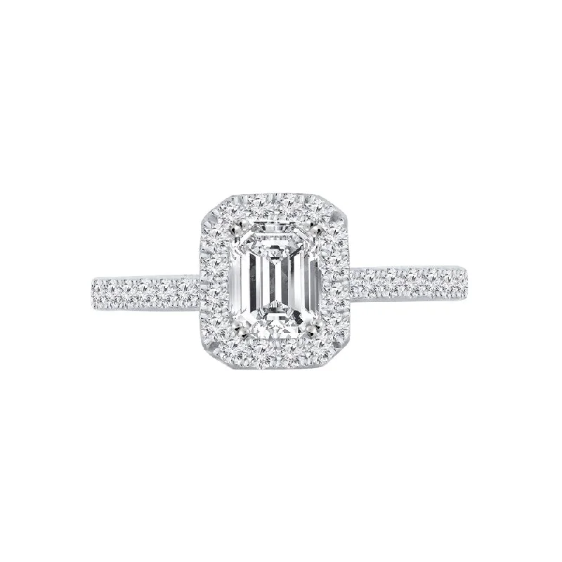 Auriya 14k Gold 1 3/5ctw Emerald-cut Halo Diamond Engagement Ring (H-I, SI1-SI2)