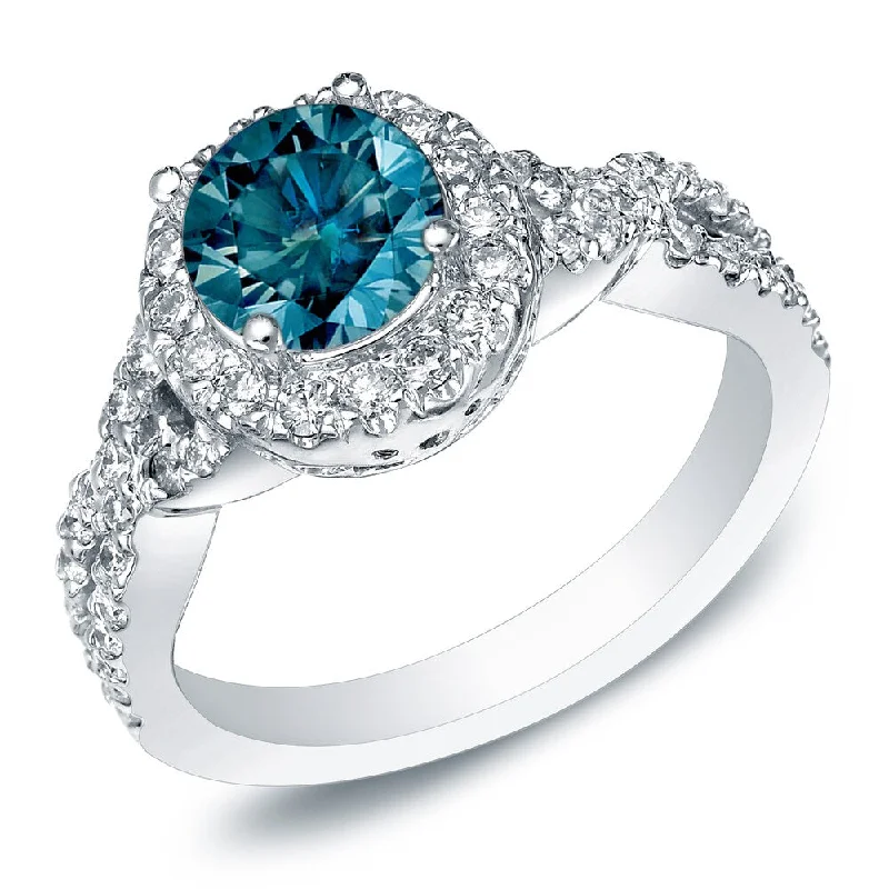 Auriya Braided 1ctw Halo Blue Diamond Engagement Ring 14k Gold (H-I, SI1-SI2)