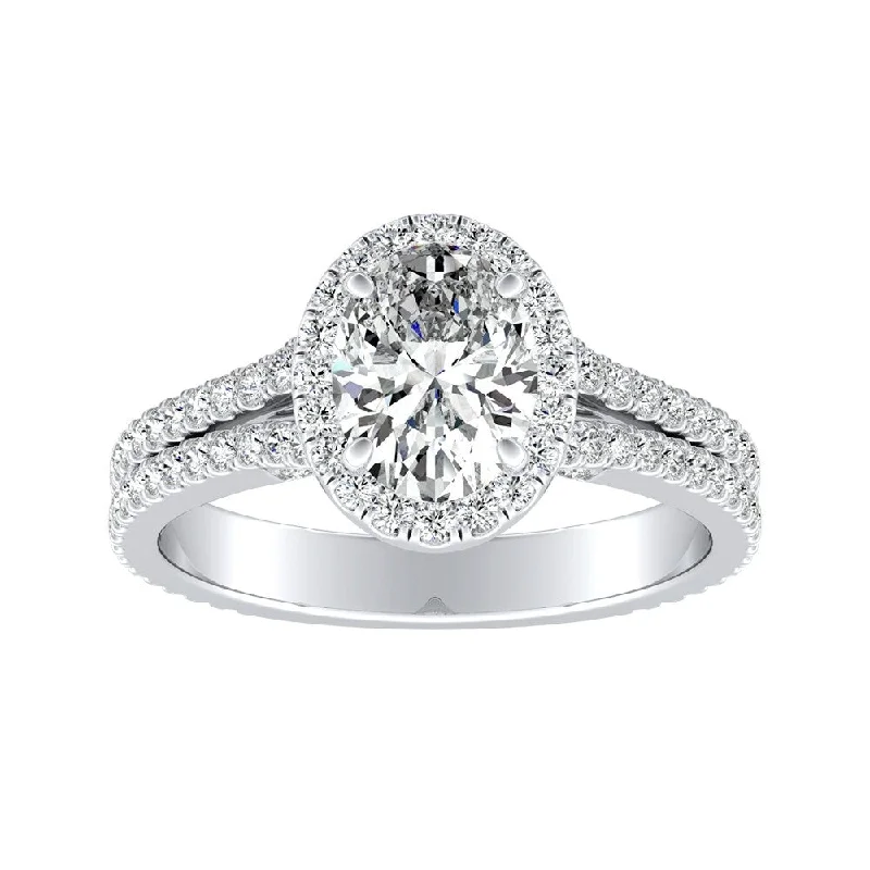 Auriya Platinum 1 5/8ctw Classic Oval-cut Halo Diamond Engagement Ring