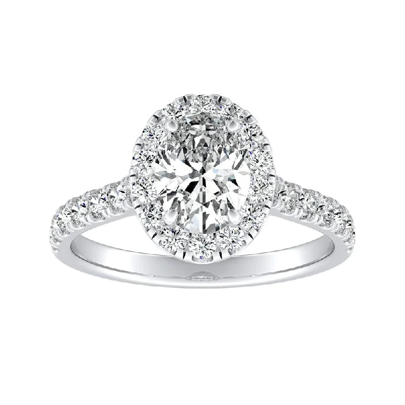 Auriya Platinum Classic Oval-cut 1 1/3cttw Halo Diamond Engagement Ring