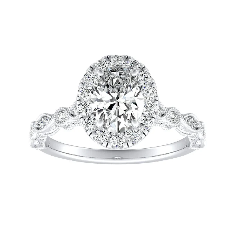 Auriya Platinum Vintage Oval-cut 1 1/8ctw Halo Diamond Engagement Ring