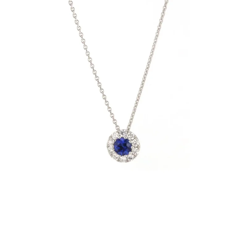 17" Blue Sapphire & Diamond Pendant Necklace | 10257715