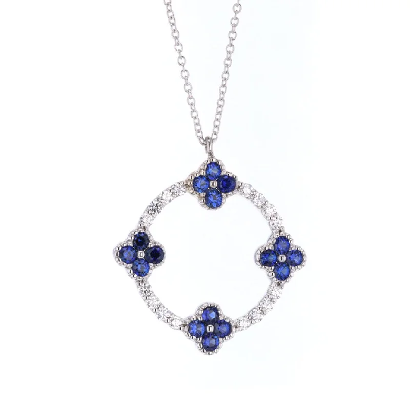 Blue Sapphire & Diamond Pendant Necklace