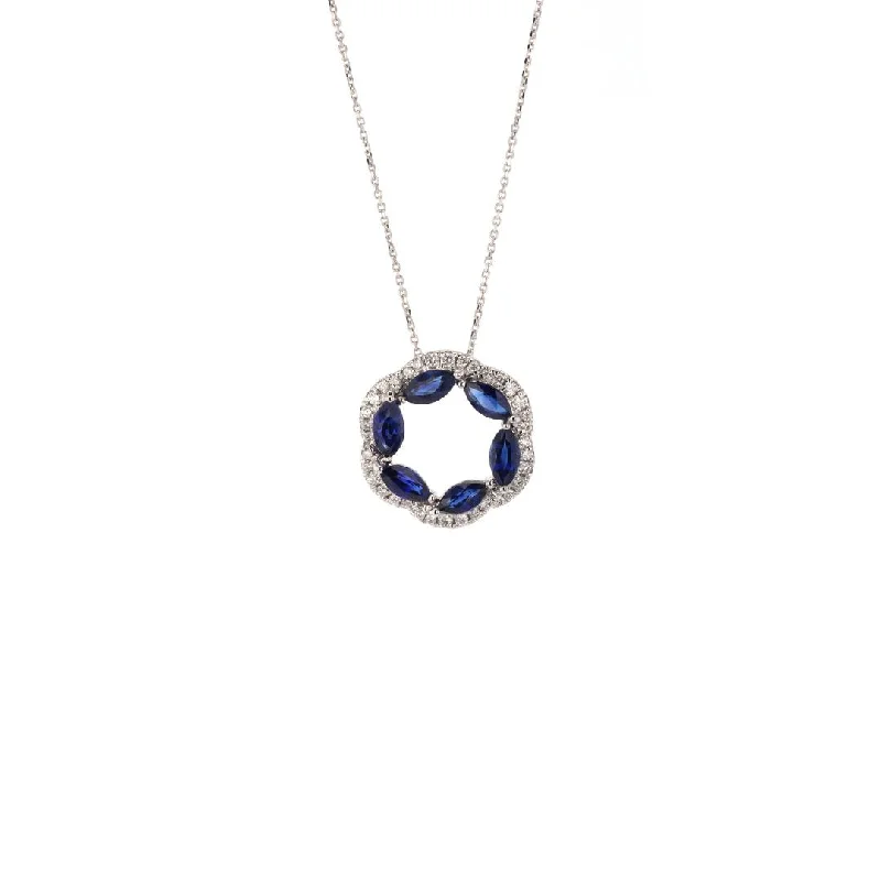 Blue Sapphire & Diamond Pendant Necklace | M10278613