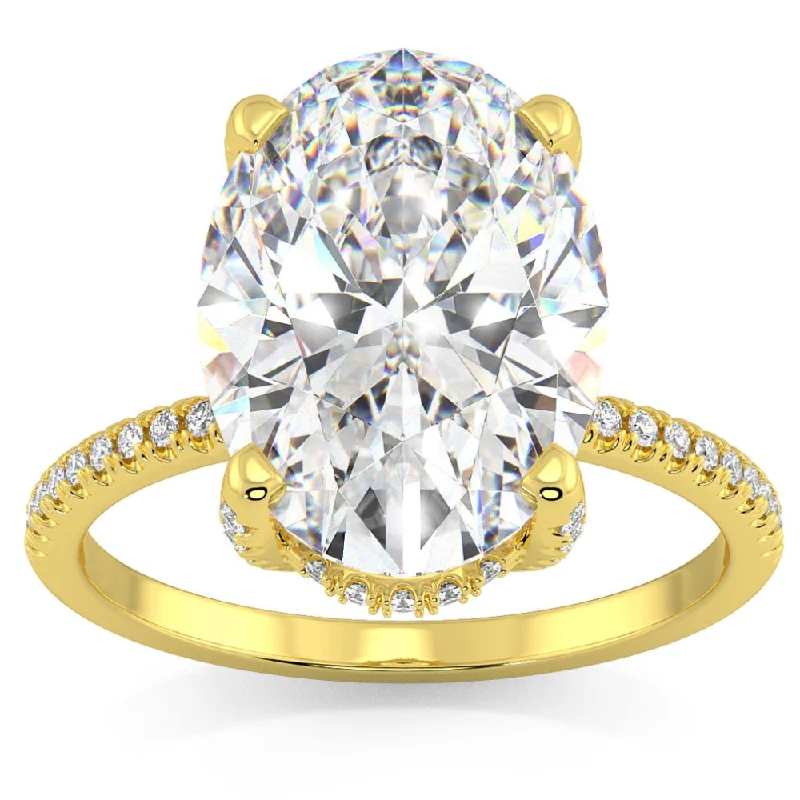 Certified 5.33Ct Oval Diamond Side Halo Engagement Ring 14k Gold Lab Grown