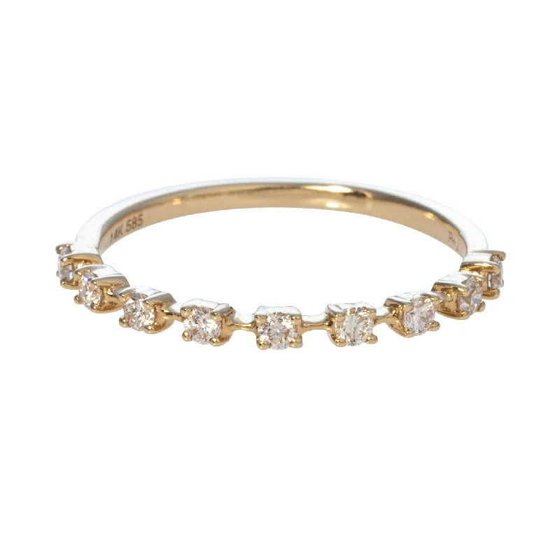 Diamond Bar Spaced 14K Yellow Gold Halfway Band