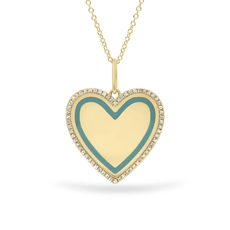 Diamond & Enamel Heart Pendant