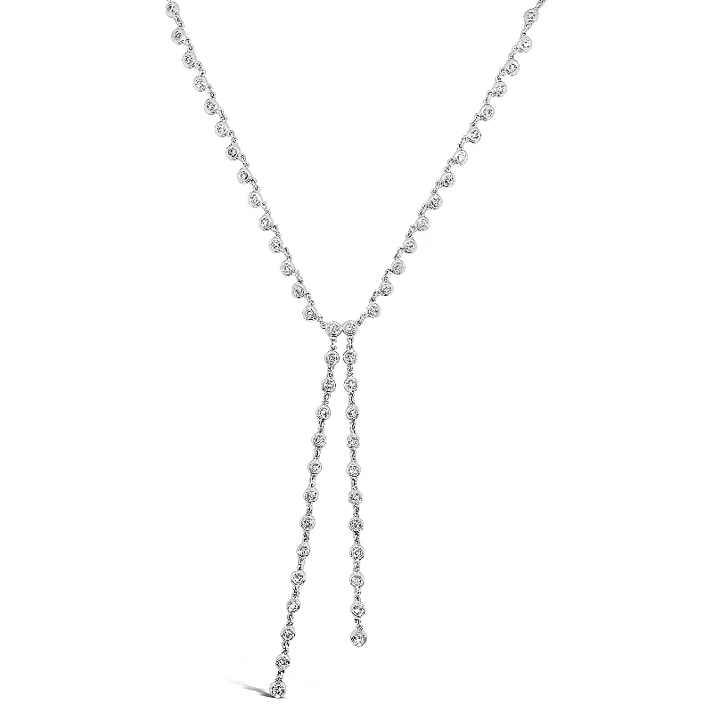 Bezel-Set Diamond Double Lariat Necklace