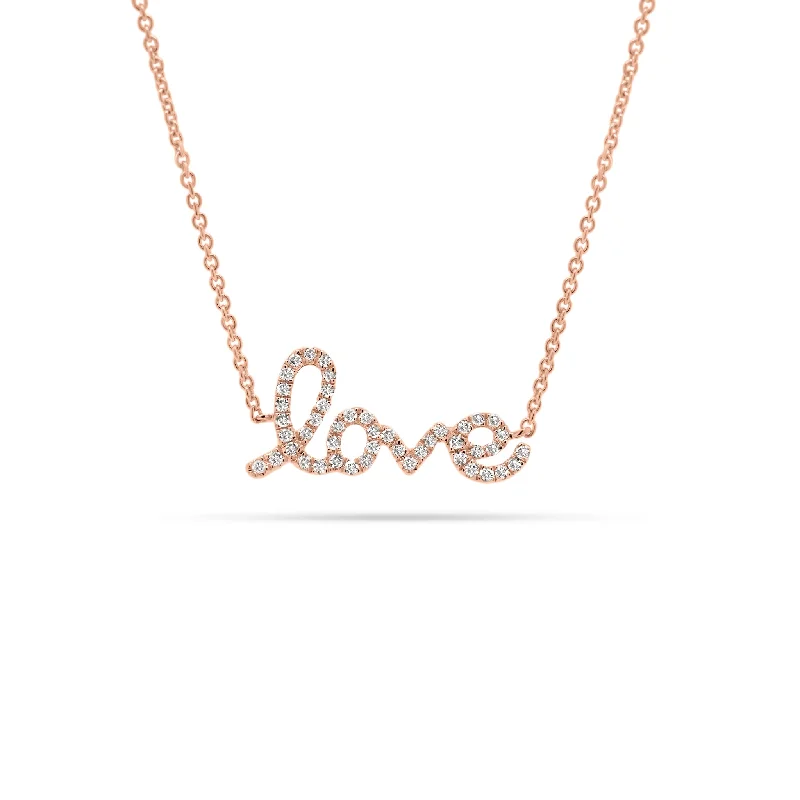 Small Diamond Love Script Necklace