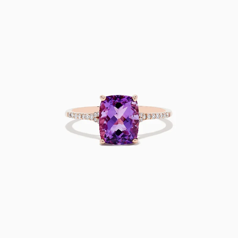 14K Rose Gold Amethyst and Diamond Ring, 2.21 TCW